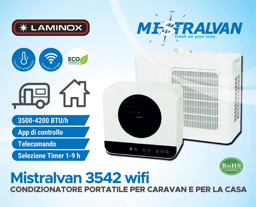 Mistralvan 3542 wifi: Condizionatore Portatile Intelligente per Caravan e Casa