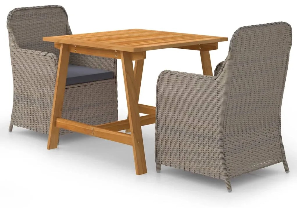 Set Mobili da Pranzo per Giardino 3 pz Marrone