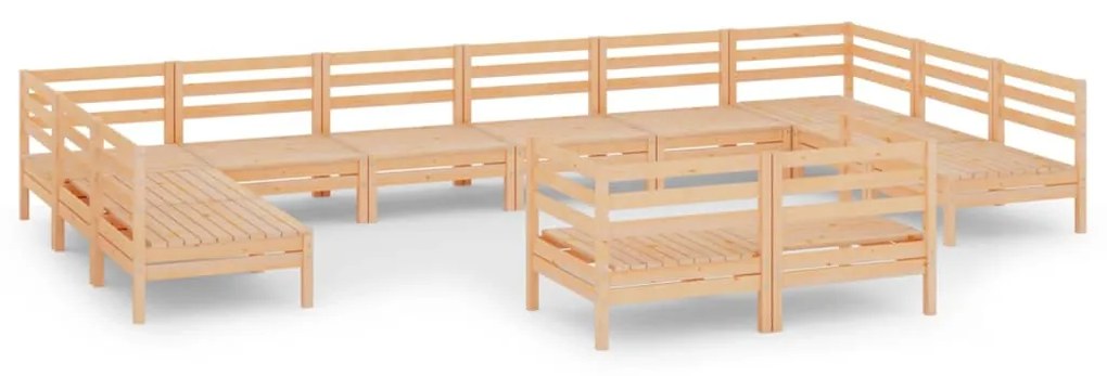 Set Salotto da Giardino 12 pz in Legno Massello di Pino