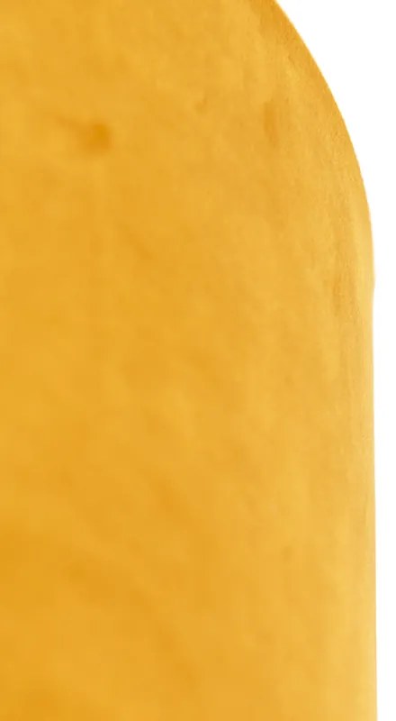 Paralume in velluto giallo ocra 35/35/20 con interno dorato
