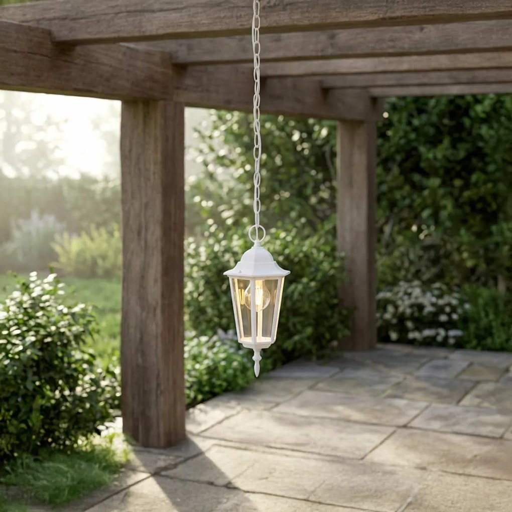 Lampione Storico a Sospensione E27 IP54 Bianco - Serie Tosca