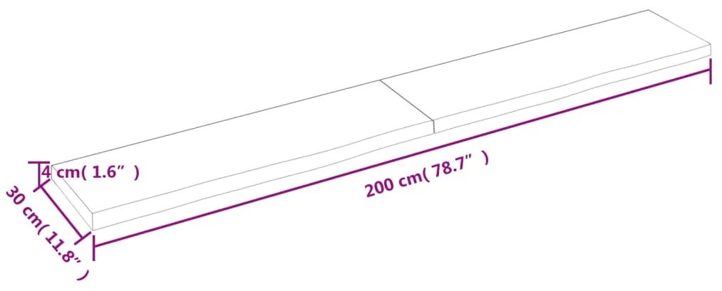 Ripiano muro marrone chiaro 200x30x4cm massello rovere trattato