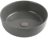 Lavabo da appoggio grigio cemento tondo 38,5 cm in ceramica | Zelos