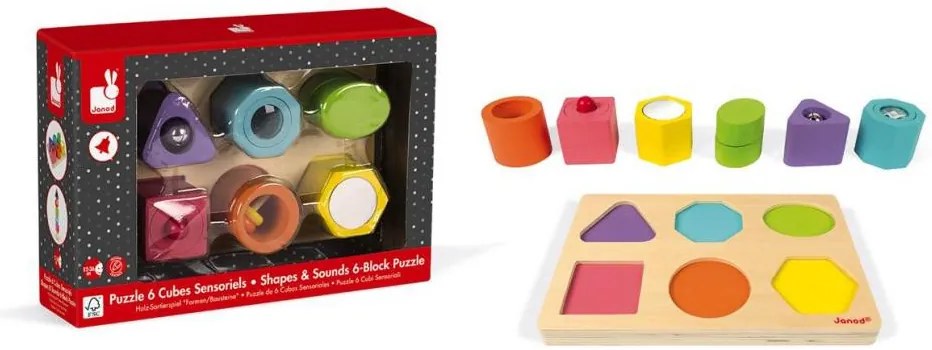 Puzzle 6 Cubi Sensoriali I Wood - legno