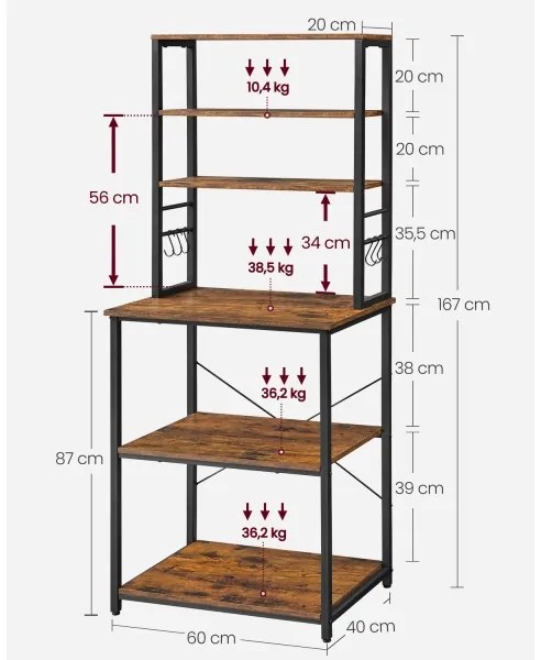Scaffale a ripiani MARGE marrone/nero