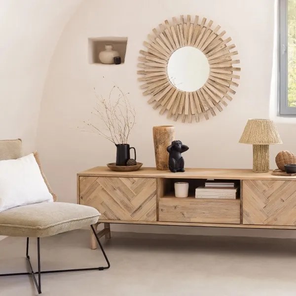 Atmosphera - Specchio da parete MANON diametro 88 cm abete