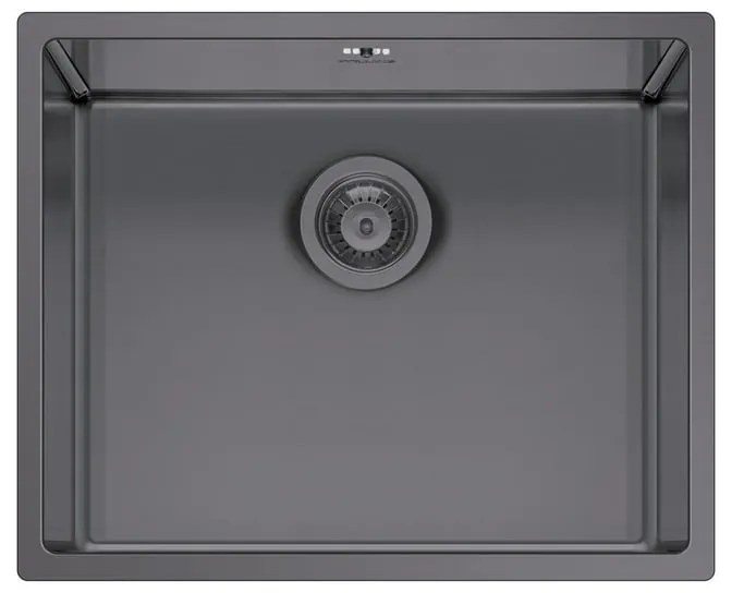 Lavello integrato 1 vasca in inox grigio PYRAMIS Astris L 40 x L 50 cm