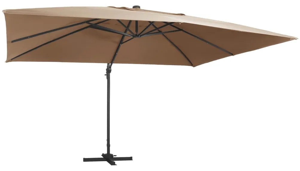 Ombrellone A Sbalzo Con Led Palo İn Alluminio 400x300cm Tortora /