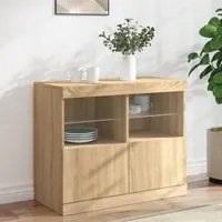 Credenza con Luci LED Rovere Sonoma 81x37x67 cm 836660