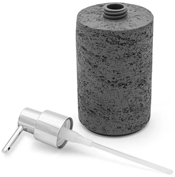 Accessori bagno in set da 3 pezzi grigio in resina effetto pietra Matera
