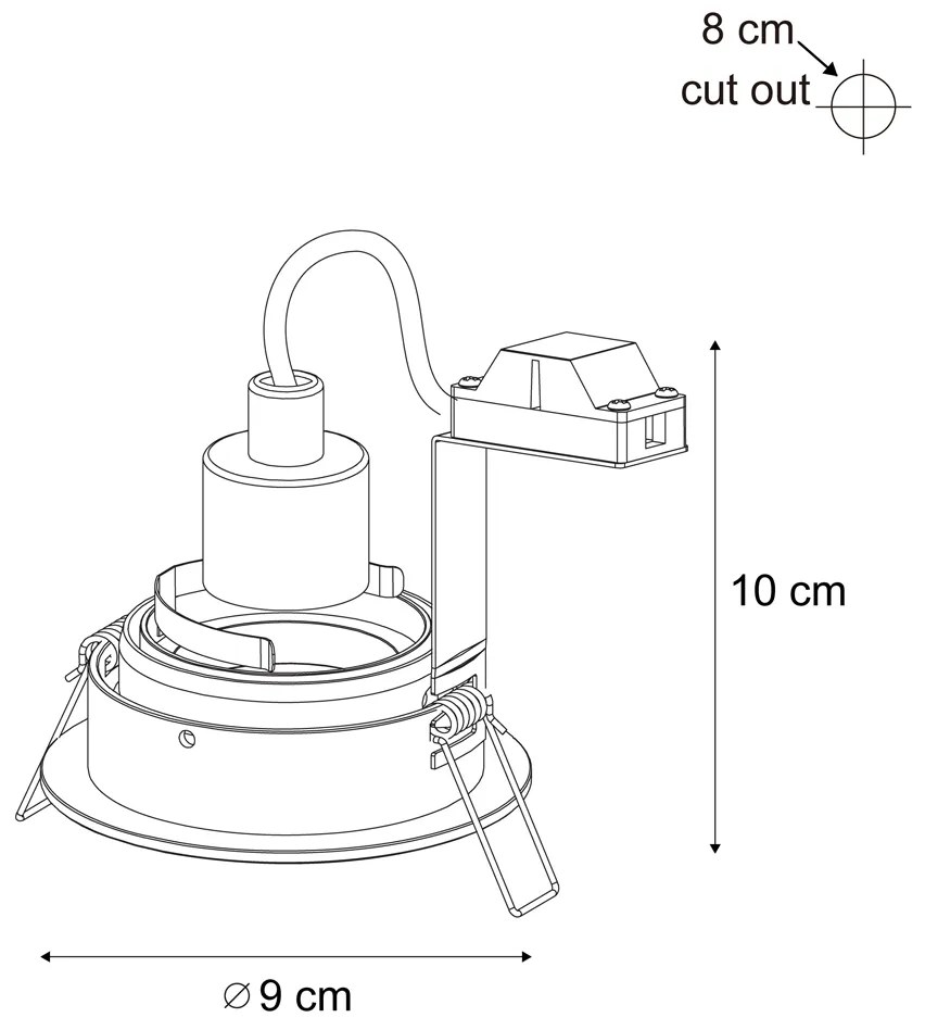 Set di 6 faretti da incasso moderni beige GU10 50mm orientabili e inclinabili - Chuck