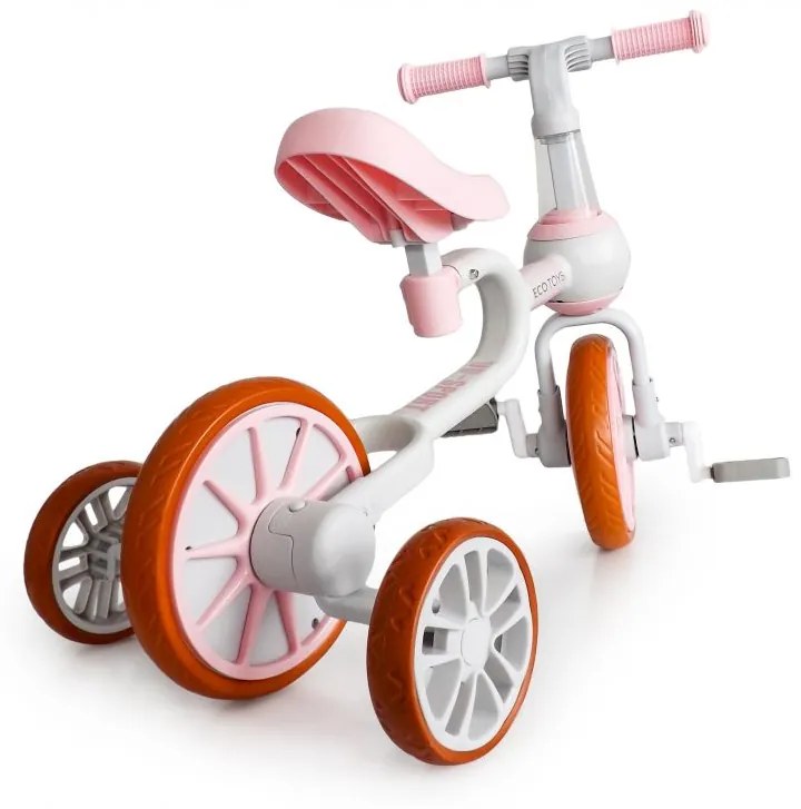 Bicicletta per bambini, bicicletta in rosa Ecotoys 4in1