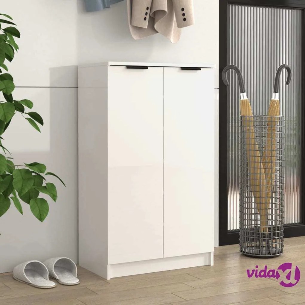 vidaXL Scarpiera Bianco Lucido 59x35x100 cm in Legno Multistrato