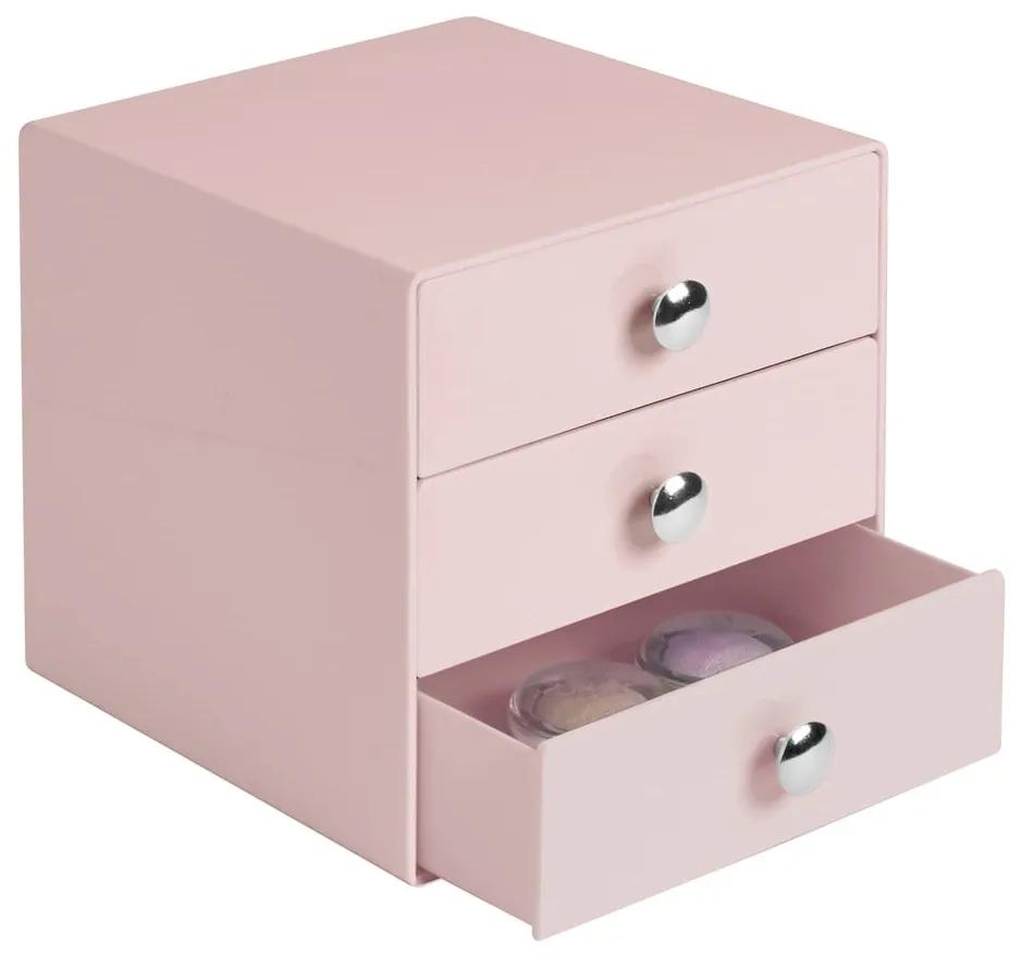 Organizzatore rosa a 3 livelli con cassetti , 16,5 x 16,5 cm - iDesign