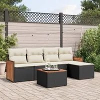 Set Divano da Giardino 6 pz con Cuscini Nero in Polyrattancod mxl 114579