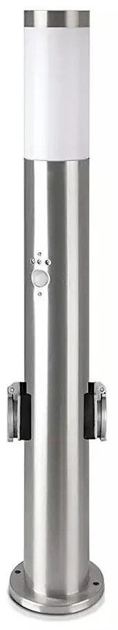 Lampada da esterno con sensore + 2 prese 1xE27/60W/230V IP44 60cm cromo opaco