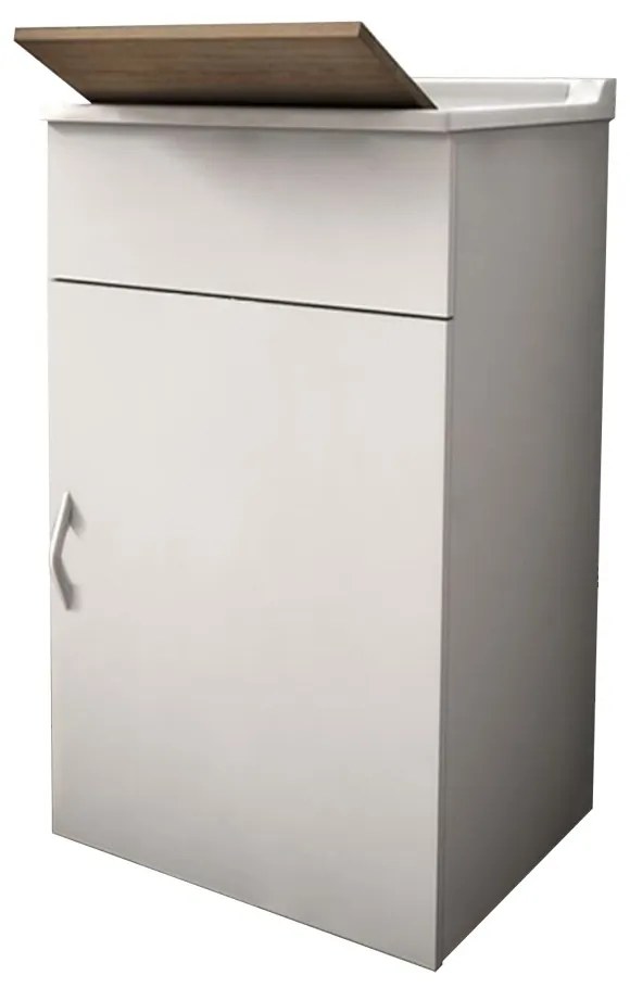 Mobile lavatoio bianco da 45 cm salvaspazio con tavola