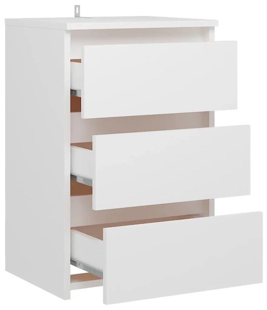 Comodino bianco 40x35x62,5 cm in legno multistrato