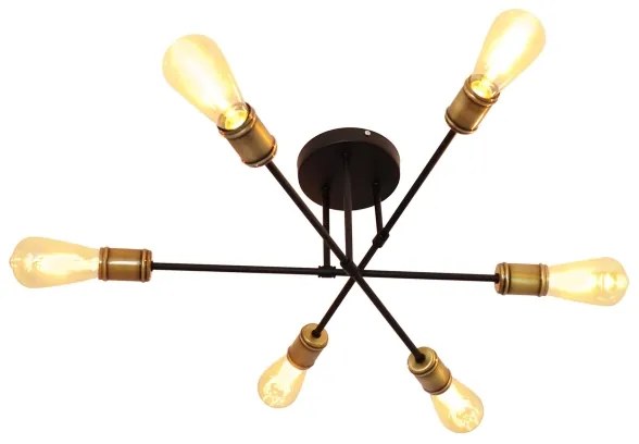 Lampadario a plafone CAMBRIDGE 6xE27/20W/230V nero/oro