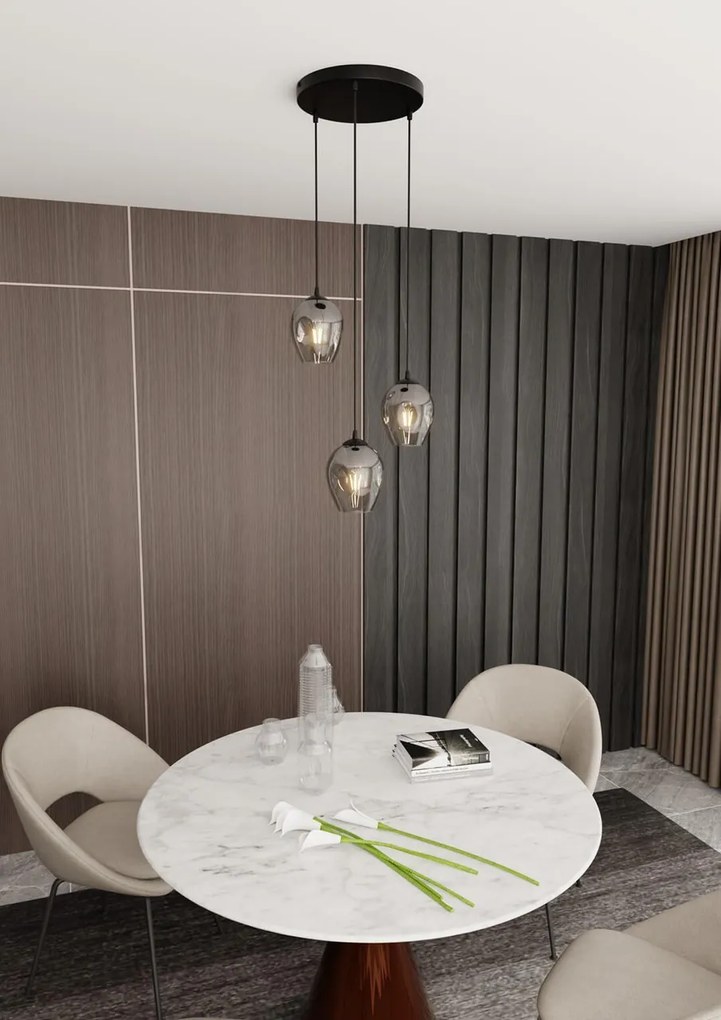 Lampadario a Sospensione in Acciaio e Vetro ISTAR 3 BL PREMIUM 3xE27