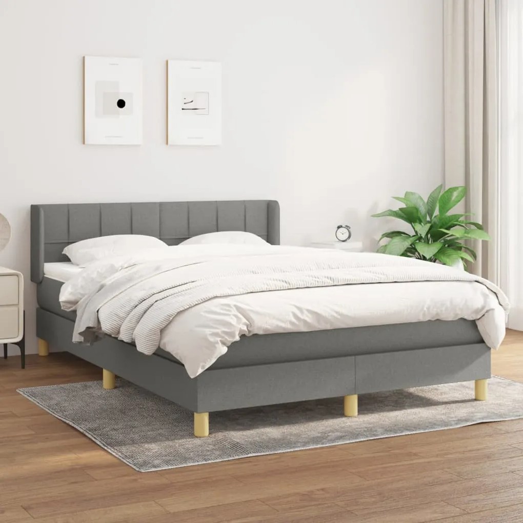 Giroletto A Molle Con Materasso Grigio Scuro 140x200cm Tessuto /