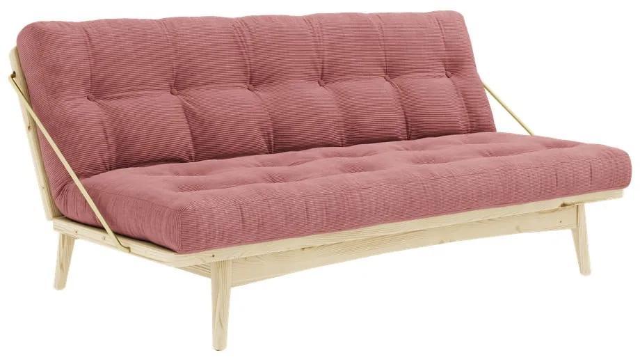 Divano letto in velluto a coste rosa 190 cm Folk - Karup Design