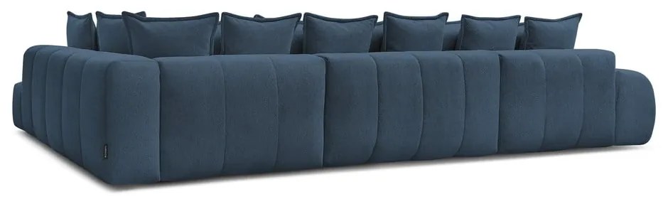 Divano angolare blu scuro allungabile e con contenitore (penisola a destra/a U) con rivestimento in ciniglia Everest – Bobochic Paris