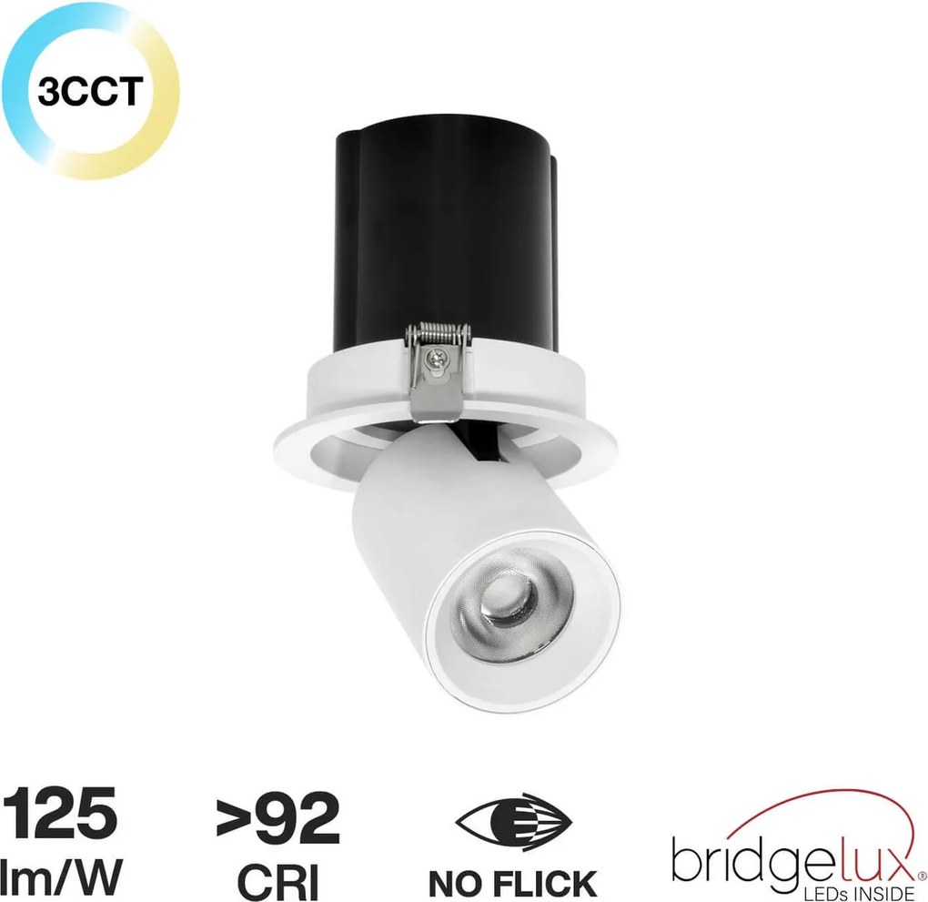 Faro LED da Incasso 15W Orientabile CCT Bianco Variabile Foro Ø100mm Colore Bianco Variabile CCT