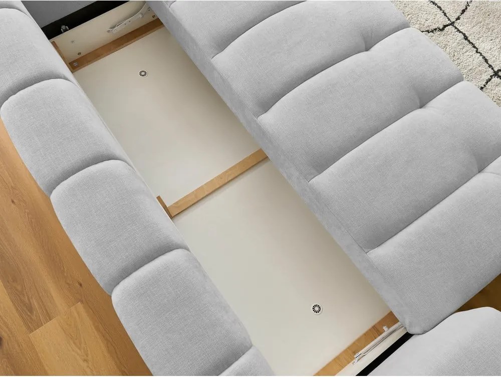 Divano grigio chiaro allungabile e con contenitore 251 cm Fuji – Bobochic Paris