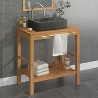 Armadietto da Bagno in Legno di Teak con Lavabo in Marmo Nero 3058159