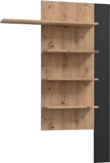 Mensola Verticale 4 Ripiani 132x22x190 Cm Lehman Rovere E Nero