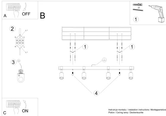 Sollux SL.1298 - Faretto ZUCA 4xE27/15W/230V nero