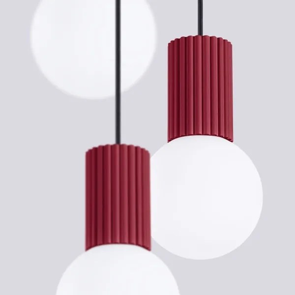 Sollux SL.1750 - Lampadario a sospensione con filo HALO 3xG9/8W/230V diametro 25 cm rosso