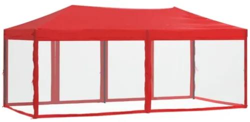 Tenda per Feste Pieghevole con Pareti Laterali Rosso 3x6 m
