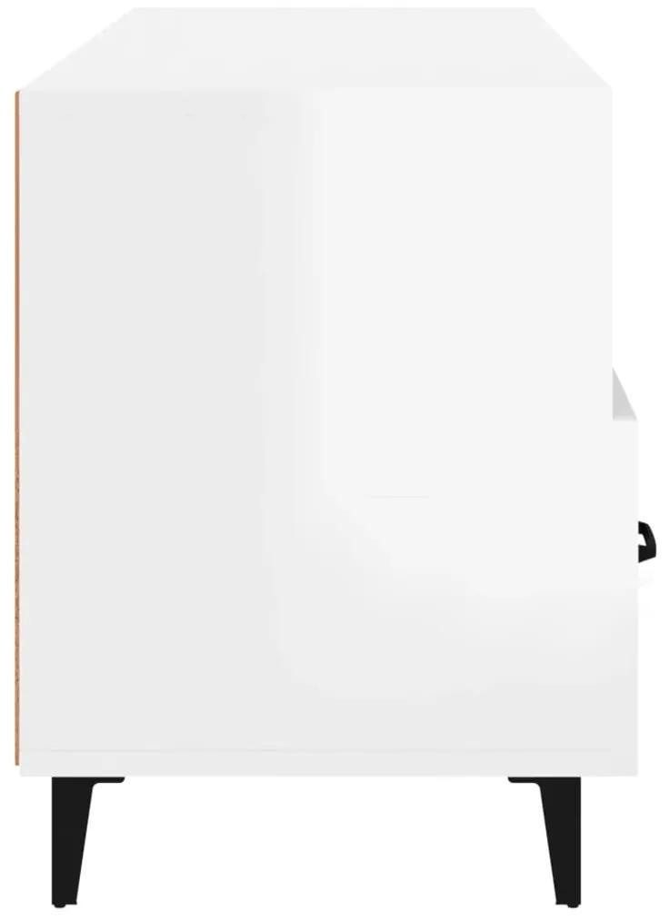 Mobile Porta TV Bianco Lucido 102x35x50 cm in Legno Multistrato