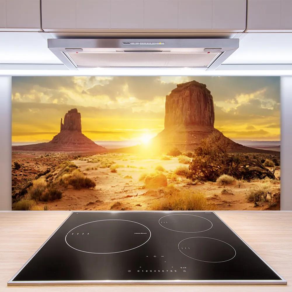 Pannello cucina paraschizzi Paesaggio del sole del deserto 100x50 cm