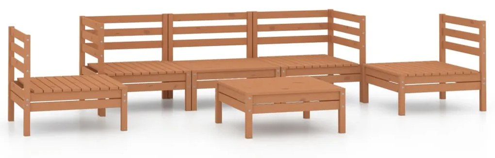 Set Divani da Giardino 6 pz Miele in Legno Massello di Pino