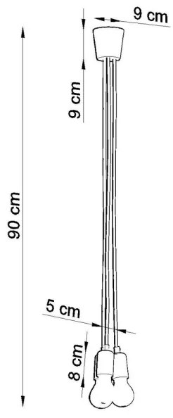 Lampadario su filo DIEGO 3xE27/60W/230V arancione