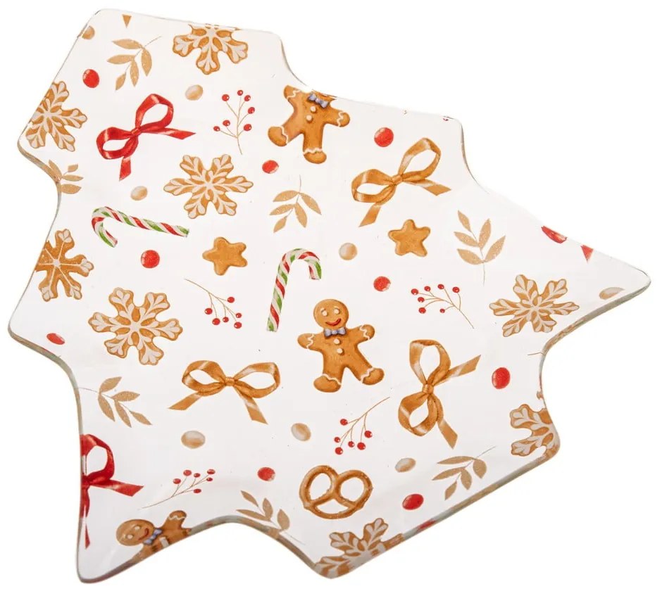 Piatto da portata bianco in vetro a tema natalizio Gingerbread – Dakls
