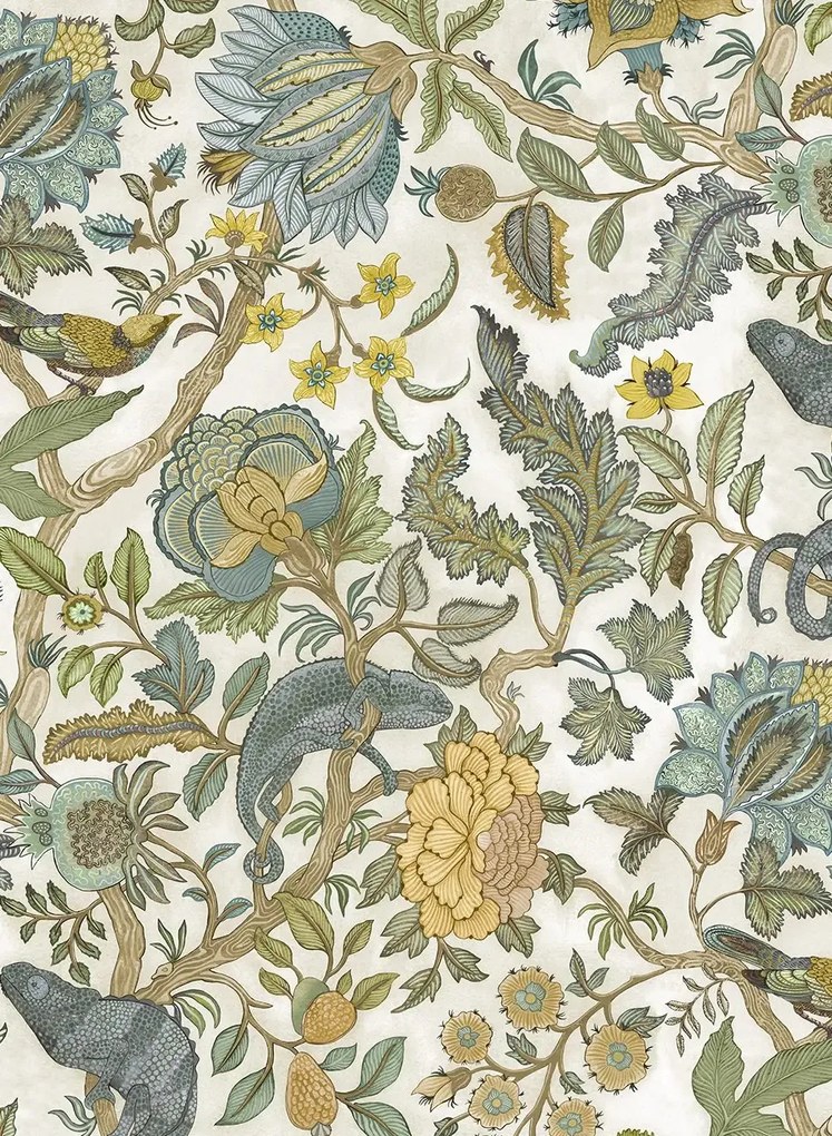 Josephine Munsey Tapete Chameleon Trail - Lemon and Light Blue