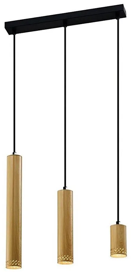 Lampadario su filo TUBO 3xGU10/25W/230V legno