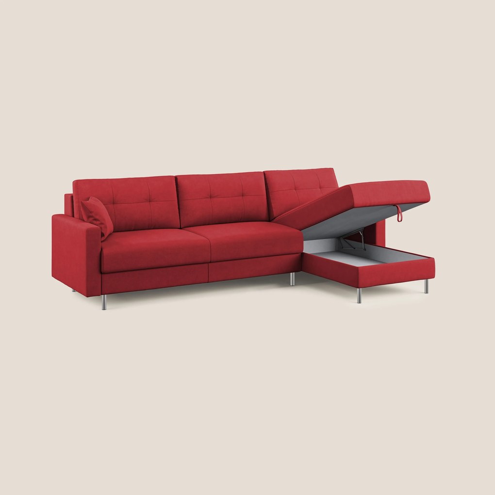 Megan divano letto angolare in microfibra smacchiabile T11 rosso