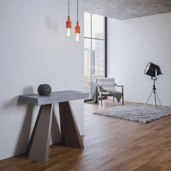 Consolle allungabile DIAMANTE 90x40/300 cm Cemento telaio Orso