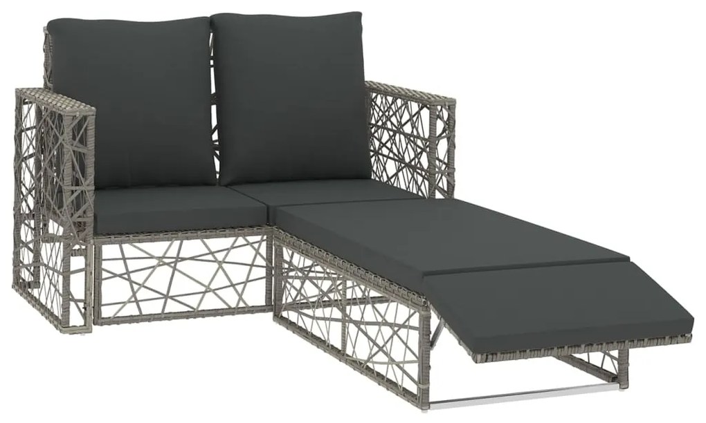 Set divani da giardino 2 pz con cuscini in polyrattan grigio