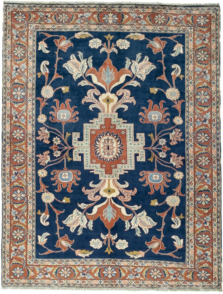 Sarouk Tappeto 270x210 Blu (Iran) Annodato A Mano