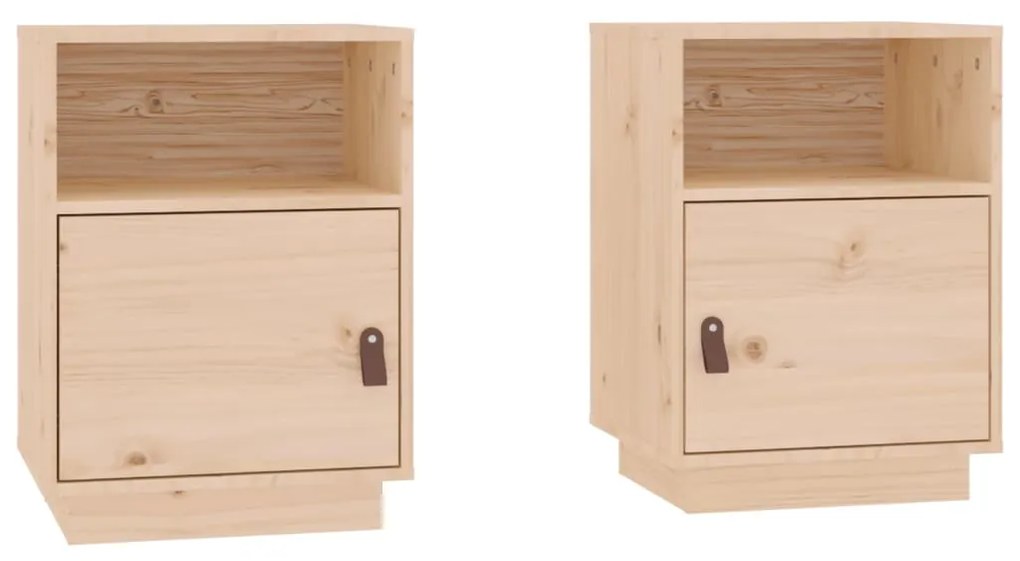 Comodini 2 pz 40x34x55 cm in legno massello di pino