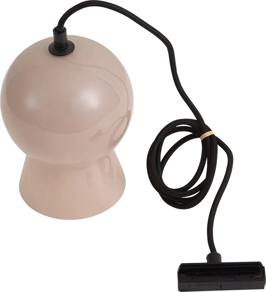 Lampada a sospensione retrò nera con vetro beige per sistema a binario monofase - Iconic Bell