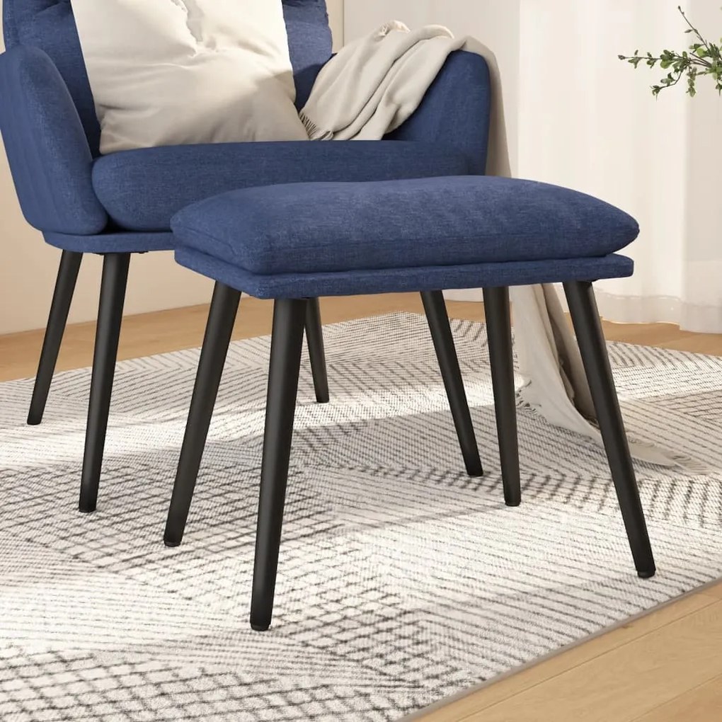 Poggiapiedi Blu 45x29,5x35 Cm İn Tessuto /