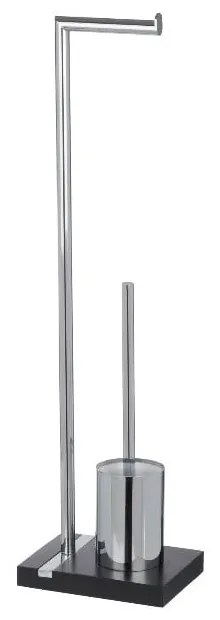 Scopino nero con supporto in acciaio inox per carta igienica Noble - Wenko