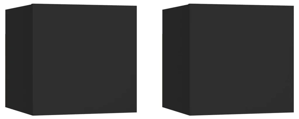 Comodini Neri 2 Pz 30,5x30x30 Cm İn Truciolato /